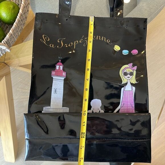 Rare Laduree Paris Black La Tropeziene Patent Leather Black Tote Bag. - Picture 6 of 6